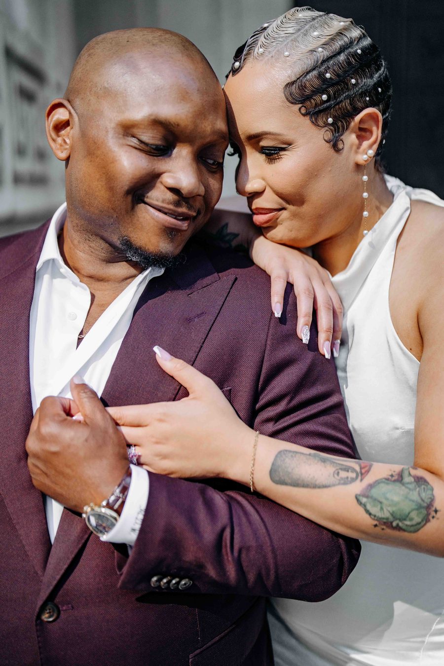 Close couple embrace, warm color tones