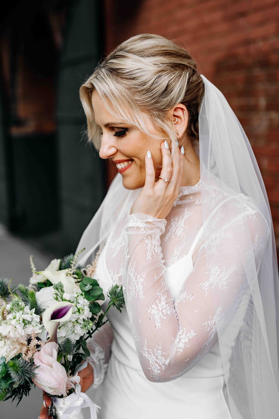 Bridal portrait with veil, soft timeless light